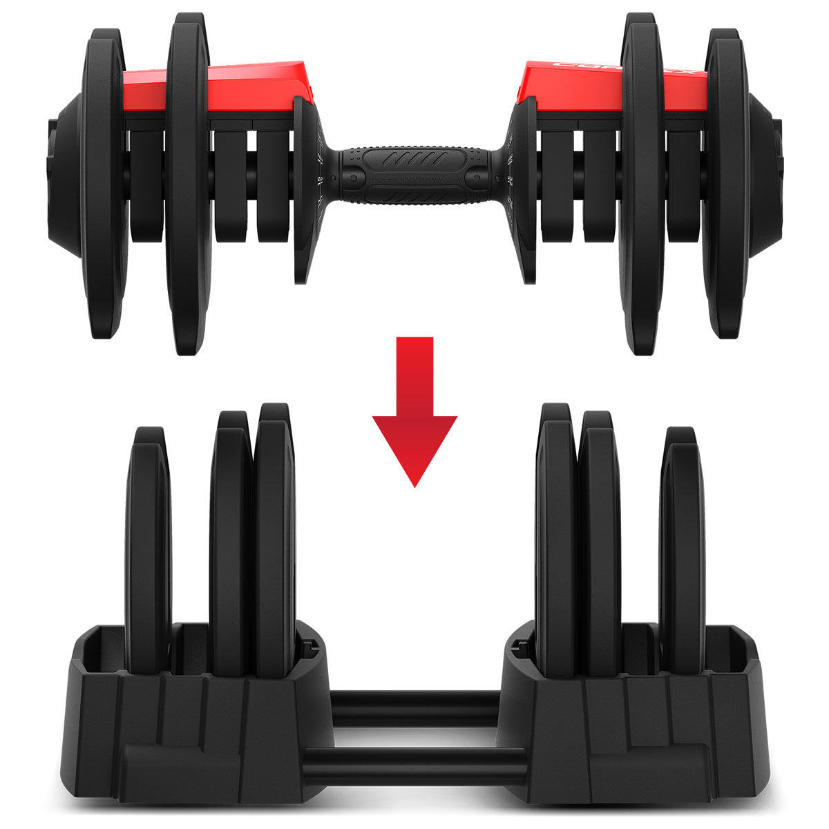 CORTEX Revolock V2 80kg Pair Set Adjustable Steel Dumbbell Barbell All-in-One with Stand
