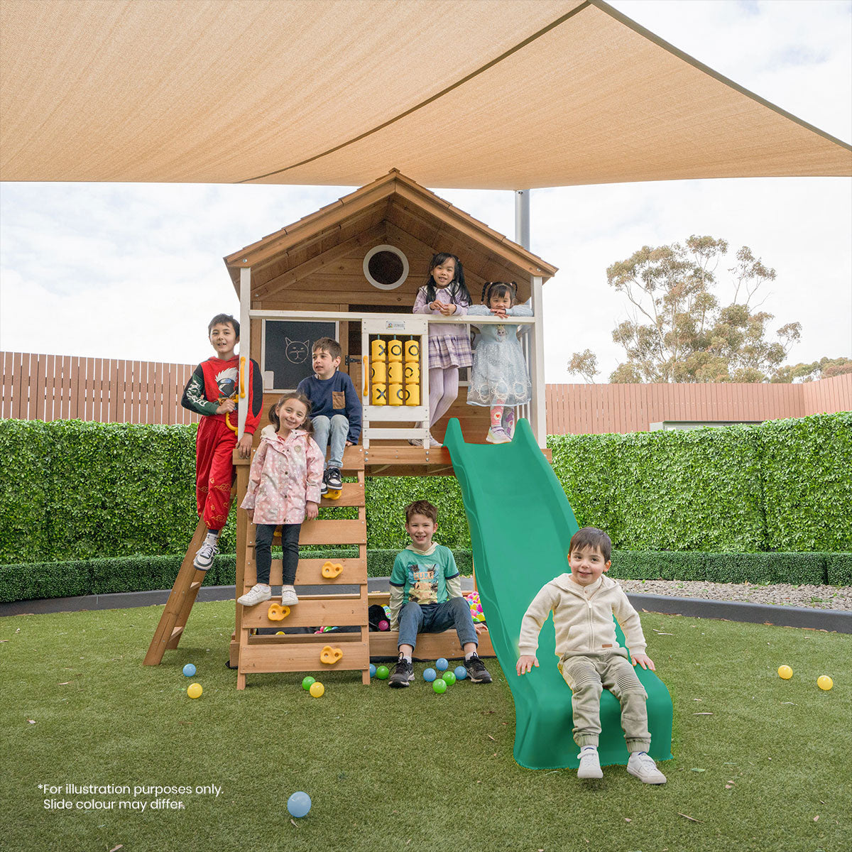 Lifespan Kids Warrigal Cubby House with 2.2m Slide (Pastel Green)