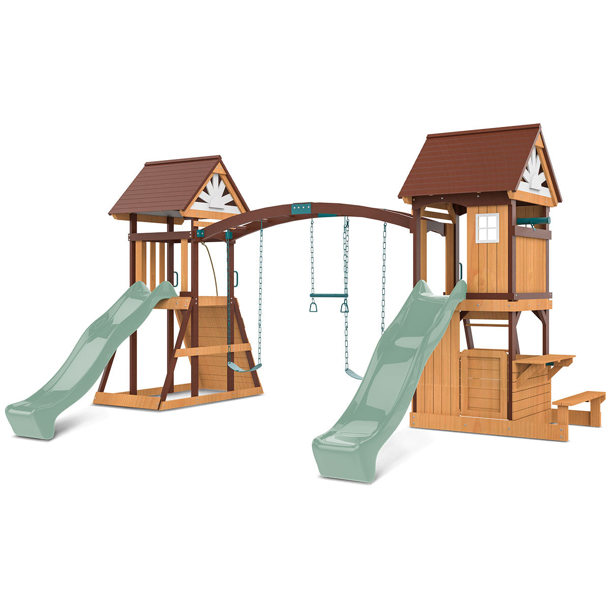 Lifespan Kids Armadale Swing Set & Play Centre with Two 2.2m Slide (Pastel Green)