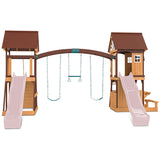 Lifespan Kids Armadale Swing Set & Play Centre with Two 2.2m Slide (Pastel Pink)