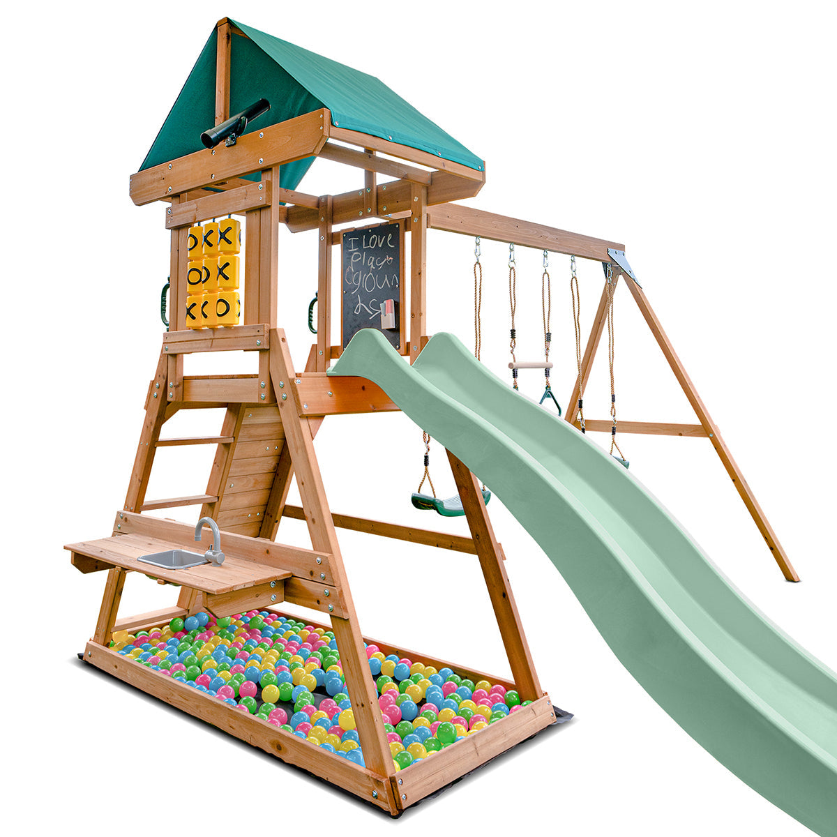 Lifespan Kids Birmingham Swing Set & Play Centre with 2.2m Slide (Pastel Green)