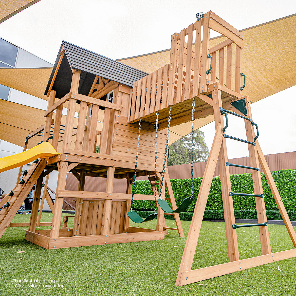 Lifespan Kids Kensington Swing Set, Monkey Bars & Play Centre with 2.2m Slide (White)