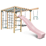 Lifespan Kids Orangutan Monkey Bars Jungle Gym Climbing Frame with 2.2m Slide (Pastel Pink)