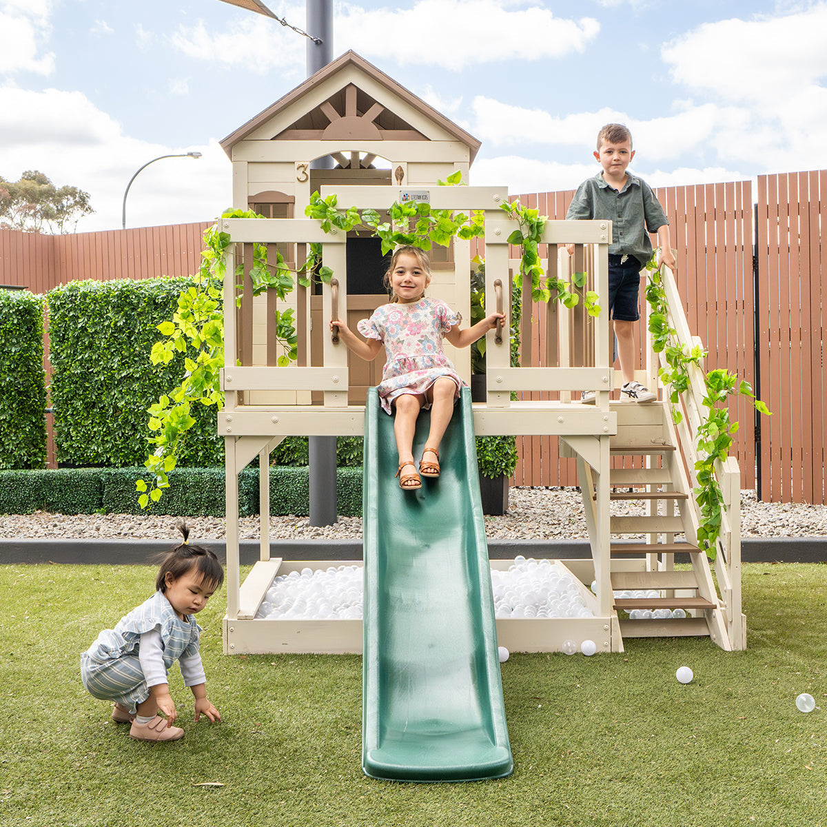 Lifespan Kids Silverton Cubby House with 1.8m Slide (Green)