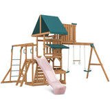 Lifespan Kids Walton Swing Set, Monkey Bars & Play Centre with 2.2m Slide (Pastel Pink)