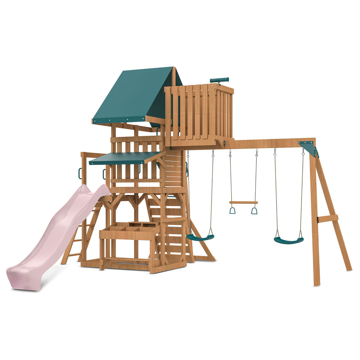 Lifespan Kids Walton Swing Set, Monkey Bars & Play Centre with 2.2m Slide (Pastel Pink)