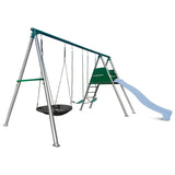 Lifespan Kids Europa Commercial Grade Steel Swing Set with Climb & 2.2m Slide (Pastel Blue)