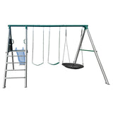 Lifespan Kids Europa Commercial Grade Steel Swing Set with Climb & 2.2m Slide (Pastel Blue)
