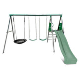 Lifespan Kids Europa Commercial Grade Steel Swing Set with Climb & 2.2m Slide (Pastel Green)