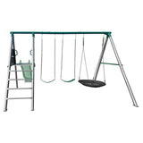 Lifespan Kids Europa Commercial Grade Steel Swing Set with Climb & 2.2m Slide (Pastel Green)