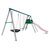 Lifespan Kids Europa Commercial Grade Steel Swing Set with Climb & 2.2m Slide (Pastel Pink)