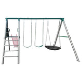 Lifespan Kids Europa Commercial Grade Steel Swing Set with Climb & 2.2m Slide (Pastel Pink)