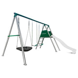 Lifespan Kids Europa Commercial Grade Steel Swing Set with Climb & 3.0m Slide (White)