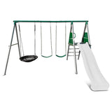 Lifespan Kids Europa Commercial Grade Steel Swing Set with Climb & 3.0m Slide (White)