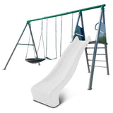 Lifespan Kids Europa Commercial Grade Steel Swing Set with Climb & 3.0m Slide (White)