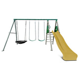 Lifespan Kids Europa Commercial Grade Steel Swing Set with Climb & 2.2m Slide (Yellow)