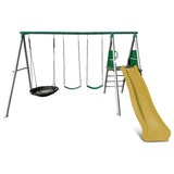 Lifespan Kids Europa Commercial Grade Steel Swing Set with Climb & 2.2m Slide (Yellow)