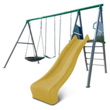 Lifespan Kids Europa Commercial Grade Steel Swing Set with Climb & 2.2m Slide (Yellow)