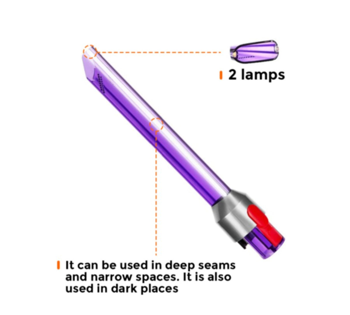 LED Light Pipe Crevice Tool for Dyson V15 Detect SV22 Cordless Vacuum Cleaner