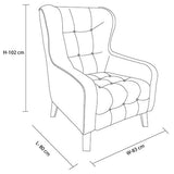 Tufted Armchair with Solid Wood Leg Printing on Back