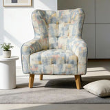 Tufted Armchair with Solid Wood Leg Printing on Front