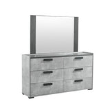 King 4 Pcs Bedroom Suite with Dresser Fabric Combination of Black & Cement Colour