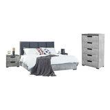 King 4 Pcs Bedroom Suite with Tallboy Fabric Combination of Black & Cement Colour