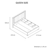 Queen 5 Pcs Bedroom Suite Fabric Upholstery MDF Combination of Champagne and Black Colour