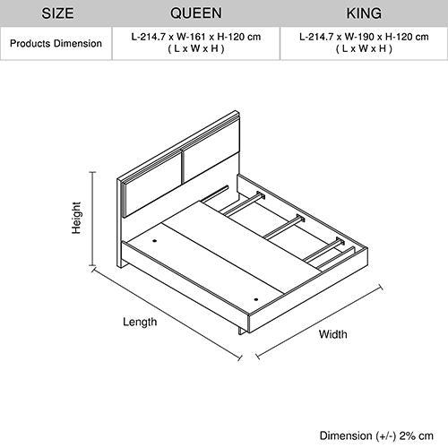 5 Pcs Queen Bedroom Suite in Fabric LED Light