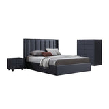 Gas Lift Bedroom Suite MDF Fabric in King Black