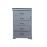 4 Pieces Bedroom Suite in Solid Wood & MDF King Size Grey Colour Bed, Bedside Table & Tallboy