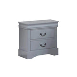 4 Pieces Bedroom Suite in Solid Wood & MDF Queen Size Grey Colour Bed, Bedside Table & Tallboy