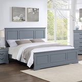 4 Pieces Bedroom Suite in Solid Wood & MDF Queen Size Grey Colour Bed, Bedside Table & Tallboy