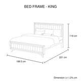 4 Pieces Bedroom Suite King Size Silver Brush in Acacia Wood Construction Bed, Bedside Table & Tallboy