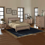 5 Pieces Bedroom Suite Queen Size Silver Brush in Acacia Wood Construction Bed, Bedside Table, Tallboy & Dresser
