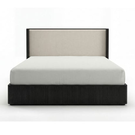 King Bed Frame with Fabric Upholstered Headboard in Black colour