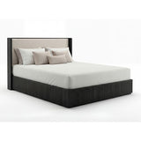 King Bed Frame with Fabric Upholstered Headboard in Black colour