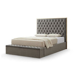 King Storage Bed Frame Fabric Upholstery Tufted Headboard