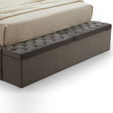 King Storage Bed Frame Fabric Upholstery Tufted Headboard