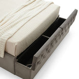 Queen Storage Bed Frame Fabric Upholstery Tufted Headboard