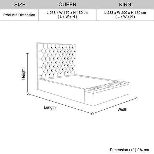 Queen Storage Bed Frame Fabric Upholstery Tufted Headboard
