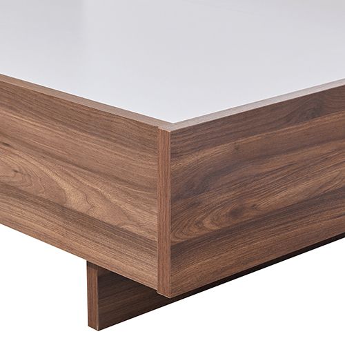 King Bed Frame with Melamine Finishing Fabric Upholstered Headboard LED Light