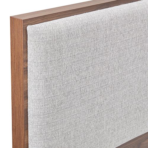 Queen Bed Frame with Melamine Finishing Fabric Upholstered Headboard LED Light