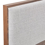 Queen Bed Frame with Melamine Finishing Fabric Upholstered Headboard LED Light