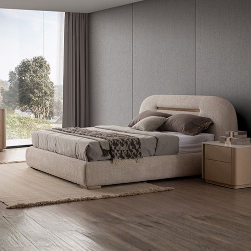 King Fabric Upholstered Bed with Metal Frame