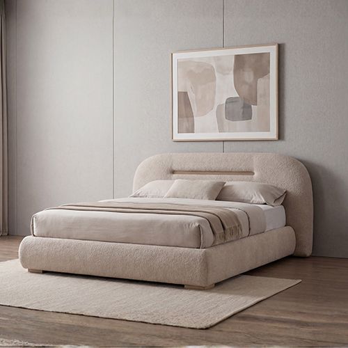 King Fabric Upholstered Bed with Metal Frame