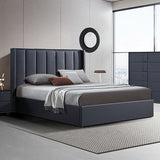 Gas Lift King Bed Frame MDF in Black