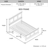 Queen Bed Frame in Solid Wood with Slats Support in White colour