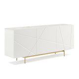 Buffet Sideboard Colour Ceramic Top MDF in Glossy White Gold Colour