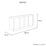 Buffet MDF Melamine Interior Storage In Dark Walnut colour